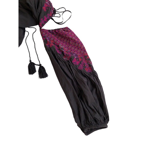 Free People Black Purple Open Shoulder Long Sleeve Top/Blouse size M - Picture 8 of 12